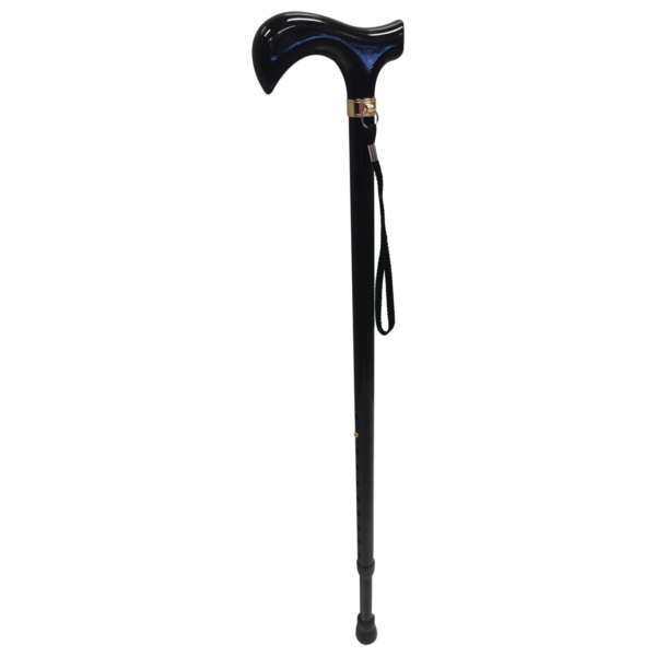 Walking Stick Wooden Curve Handle - Black - Scooters and Mobility